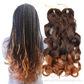 Loose Wave Pre Stretched Crochet Braids Hair Wavy Synthetic Braiding Hair French Curl Braids Extensions Attachent